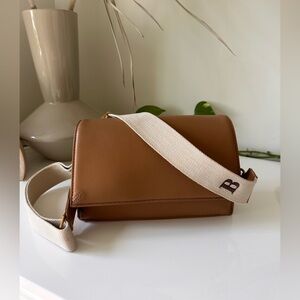 Zara Flap Crossbody Bag in Beige with Monogram “B”
